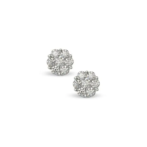 14K White Gold Flower Cluster Stud Earrings 0.15Cttw SVS Fine Jewelry Oceanside, NY