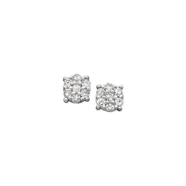 14K White Gold Diamond Cluster Studs 1.00Cttw SVS Fine Jewelry Oceanside, NY