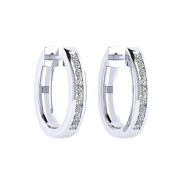 Gabriel & Co. White Gold & Diamond Huggie Earrings SVS Fine Jewelry Oceanside, NY