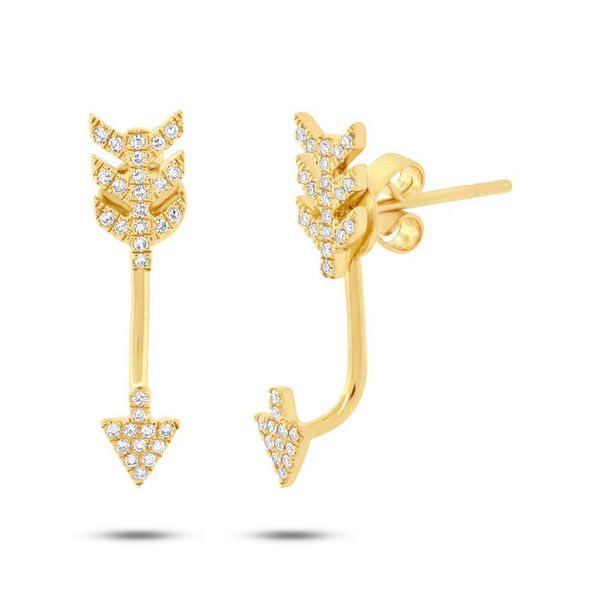 14K Yellow Gold and Diamond Arrow Ear Crawlers SVS Fine Jewelry Oceanside, NY