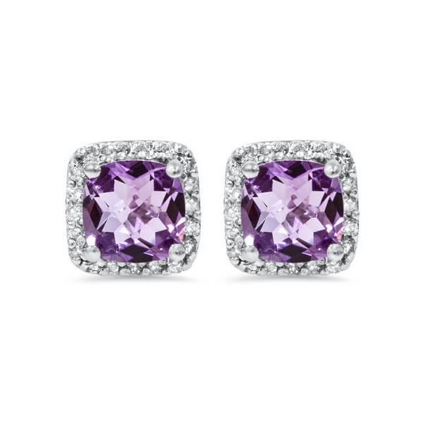 14k White Gold, Diamond and Amethyst Birthstone Earrings- February 1.60Cttw SVS Fine Jewelry Oceanside, NY
