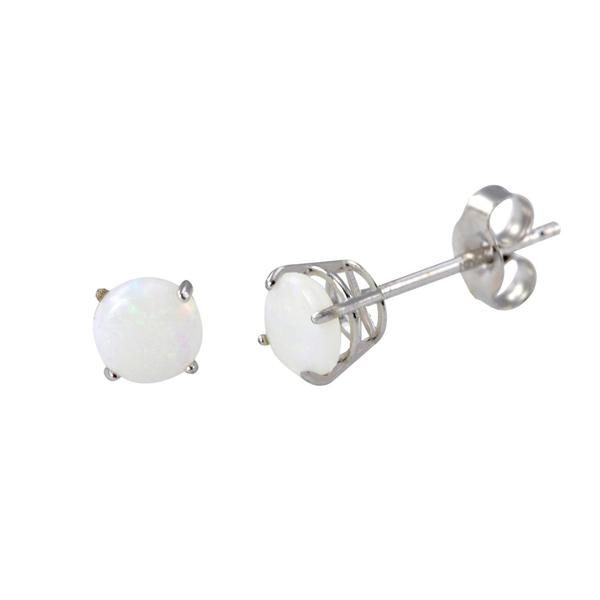 White Gold and Opal Stud Earrings SVS Fine Jewelry Oceanside, NY