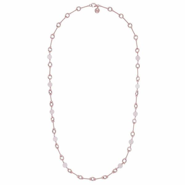 Bronzallure Variegata Twist Link Long Necklace With Gemstone Beads SVS Fine Jewelry Oceanside, NY