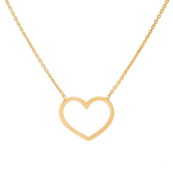 14K Yellow Gold Open Heart Necklace SVS Fine Jewelry Oceanside, NY