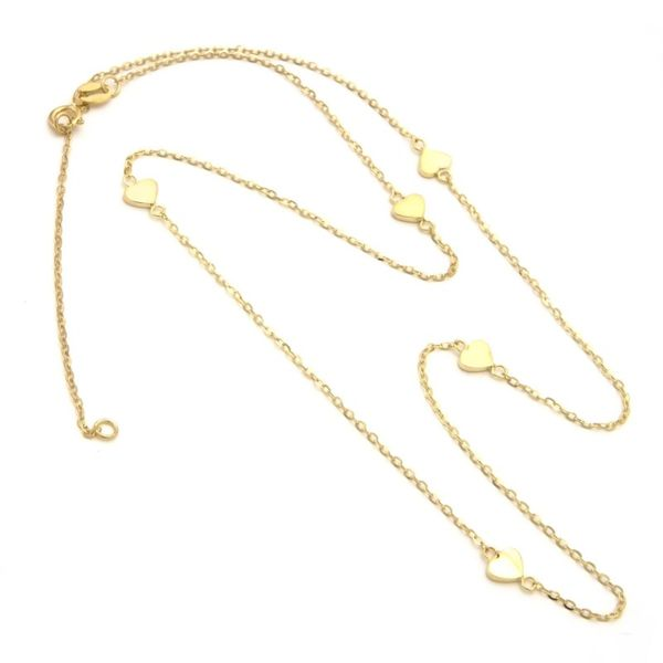 14K Yellow Gold Heart Station Necklace SVS Fine Jewelry Oceanside, NY