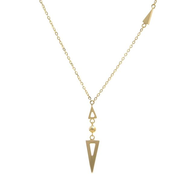 14K Yellow Gold Triangle Drop Necklace SVS Fine Jewelry Oceanside, NY
