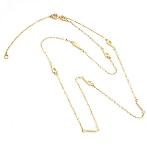 14K Yellow Gold Triangle Station Necklace SVS Fine Jewelry Oceanside, NY
