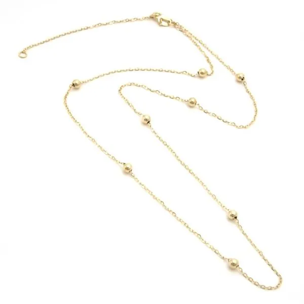 14K Yellow Gold Bead Station Necklace SVS Fine Jewelry Oceanside, NY