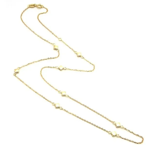 14K Yellow Gold Clover Station Necklace SVS Fine Jewelry Oceanside, NY