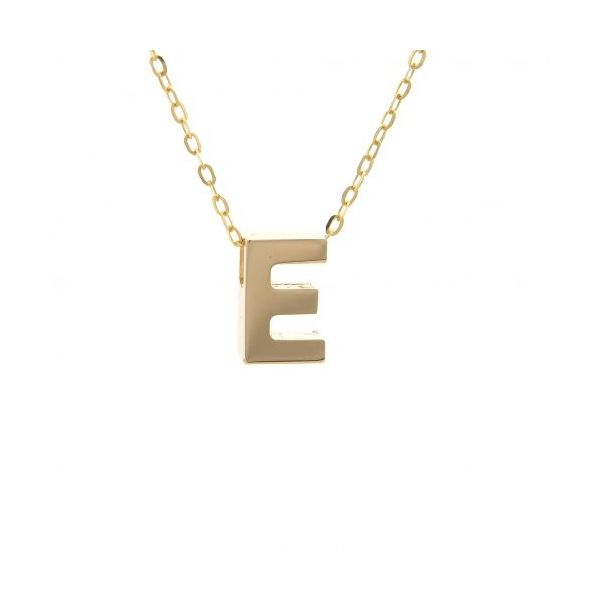 14K Yellow Gold Initial 'E' Necklace SVS Fine Jewelry Oceanside, NY