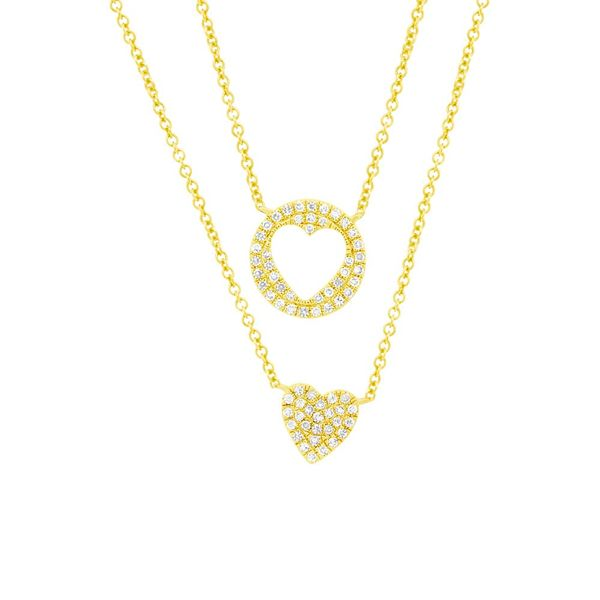 14K Yellow Gold and Diamond Pave Heart Cutout Necklace SVS Fine Jewelry Oceanside, NY