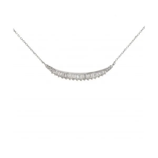 14k White Gold and Diamond Crescent Necklace 0.36Cttw 16-18