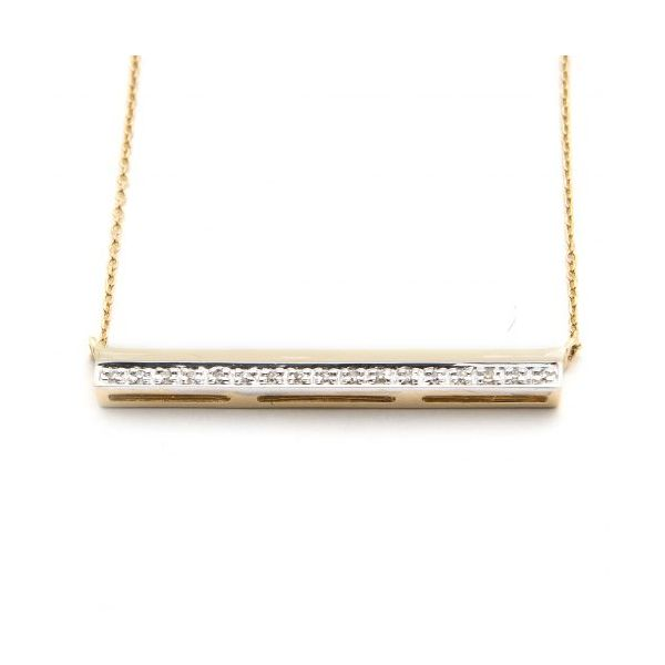 14k Yellow Gold and Diamond Bar Necklace 0.05Cttw 16-18