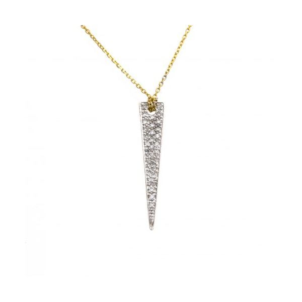 14k Yellow Gold and Diamond Pave Triangle Necklace 0.10Cttw 16-18