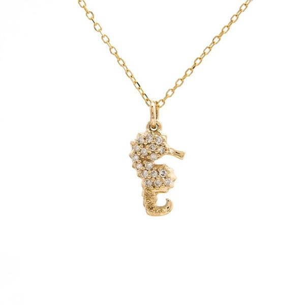 Yellow Gold Diamond Seahorse Necklace SVS Fine Jewelry Oceanside, NY