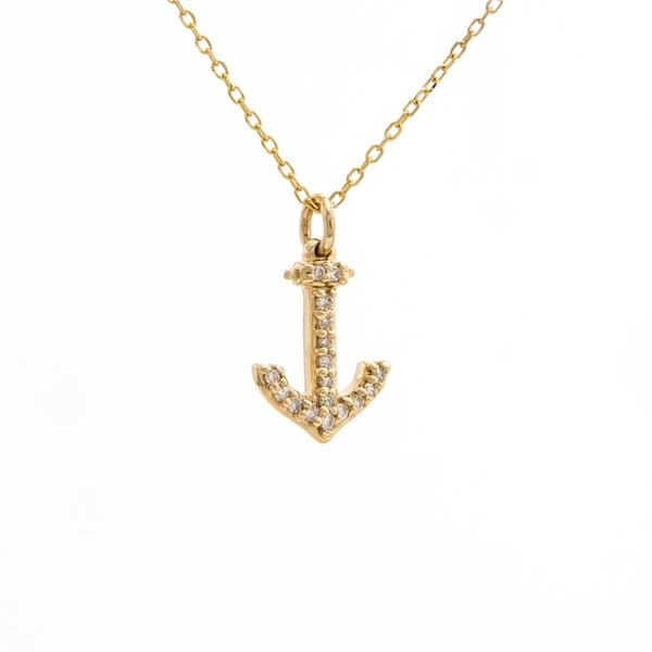 Yellow Gold Diamond Anchor Necklace SVS Fine Jewelry Oceanside, NY