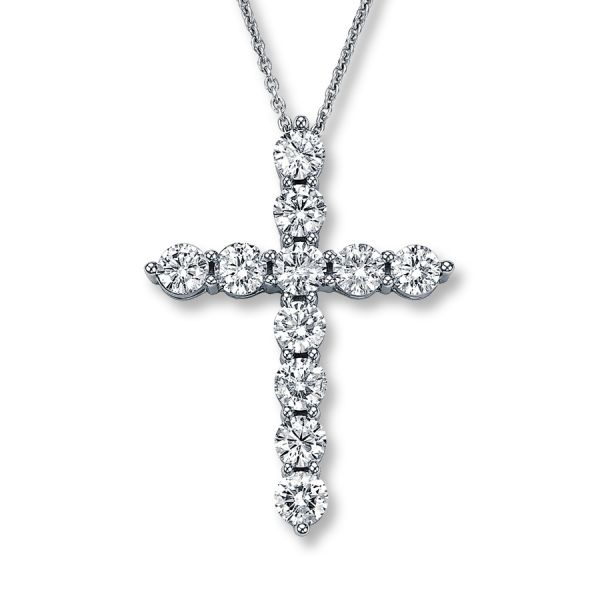 14 Karat White Gold and Diamond Cross Pendant SVS Fine Jewelry Oceanside, NY