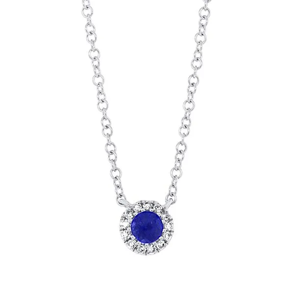 14K White Gold, Sapphire and Diamond Necklace SVS Fine Jewelry Oceanside, NY