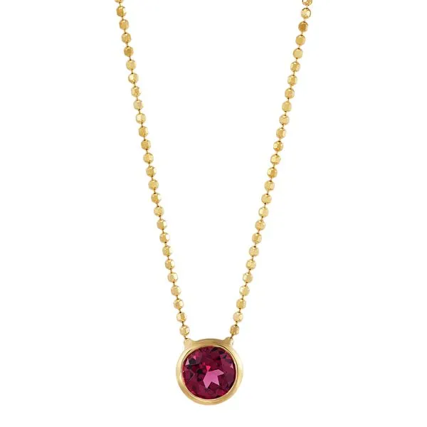 Yellow Gold & Round Rhodolite Garnet Necklace SVS Fine Jewelry Oceanside, NY