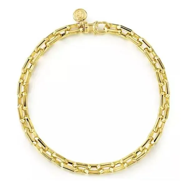 Gabriel Classic Yellow Gold Faceted Chain Bracelet SVS Fine Jewelry Oceanside, NY