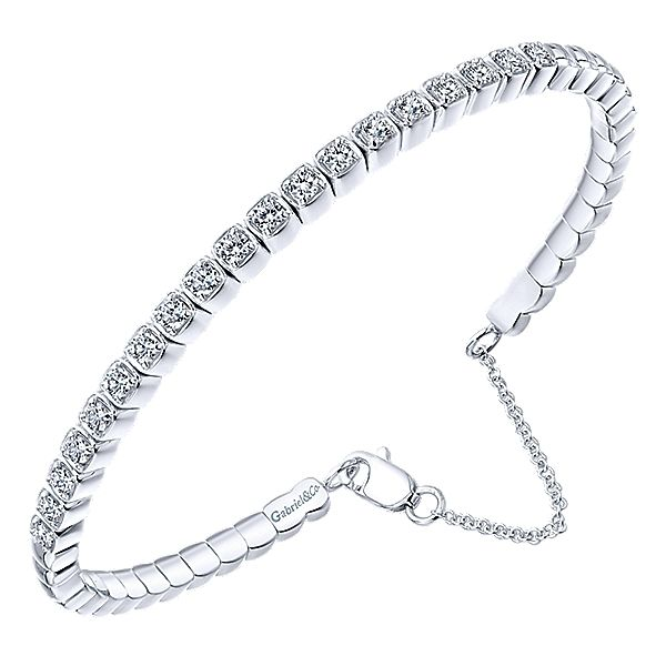 Gabriel & Co. Diamond Bangle. From the Demure Collection in 14K White Gold and features 0.67cttw of Diamonds. Length 6.00