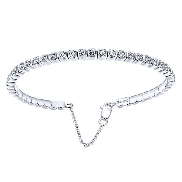 Gabriel & Co. Diamond Bangle. From the Demure Collection in 14K White Gold and features 0.67cttw of Diamonds. Length 6.00