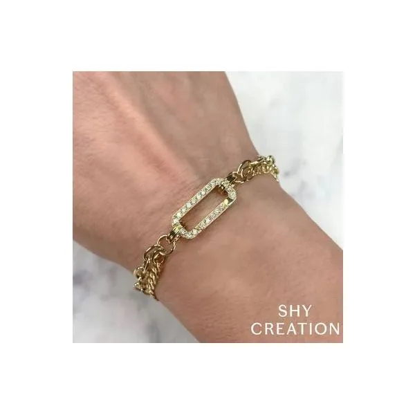 Shy Creation Yellow Gold Diamond Link Bracelet Image 2 SVS Fine Jewelry Oceanside, NY