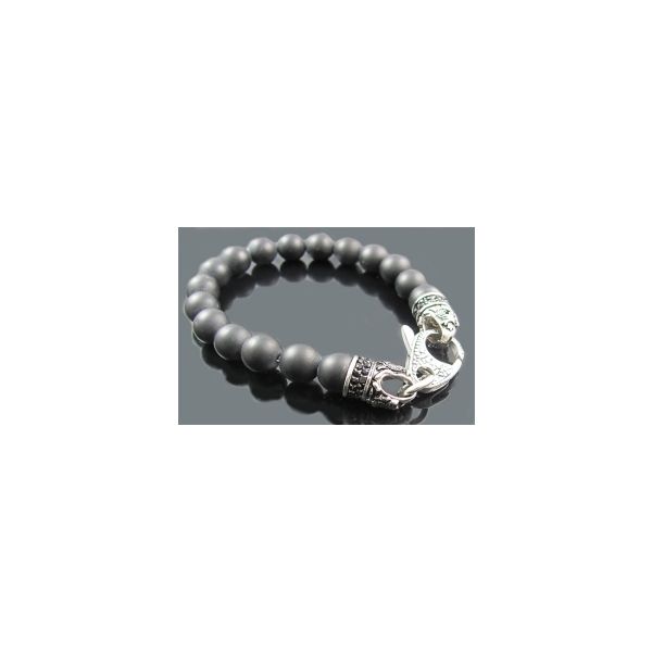 BLACKJACK Black Onyx and Stainless Steel Bracelet SVS Fine Jewelry Oceanside, NY