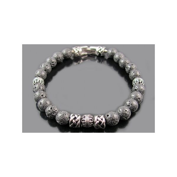 BLACKJACK Lava Stone and Stainless Steel Bracelet SVS Fine Jewelry Oceanside, NY