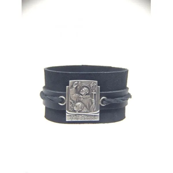 Brother Wolf- St. Bernard Men's Leather Bracelet SVS Fine Jewelry Oceanside, NY