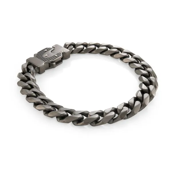 Men's Gun IP Steel Matte Curb Bracelet SVS Fine Jewelry Oceanside, NY