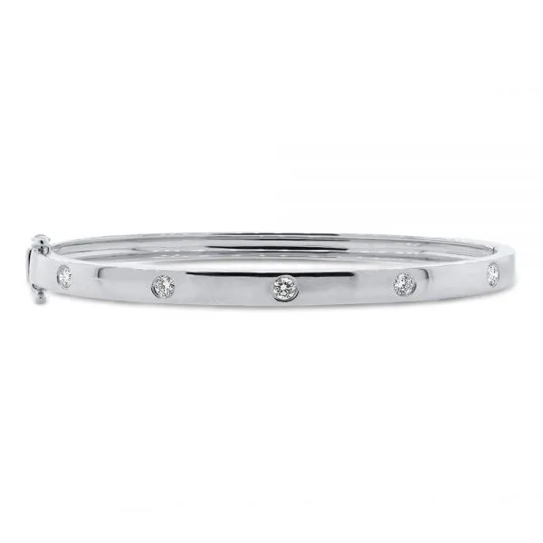 14K White Gold and Diamond ID Bangle SVS Fine Jewelry Oceanside, NY