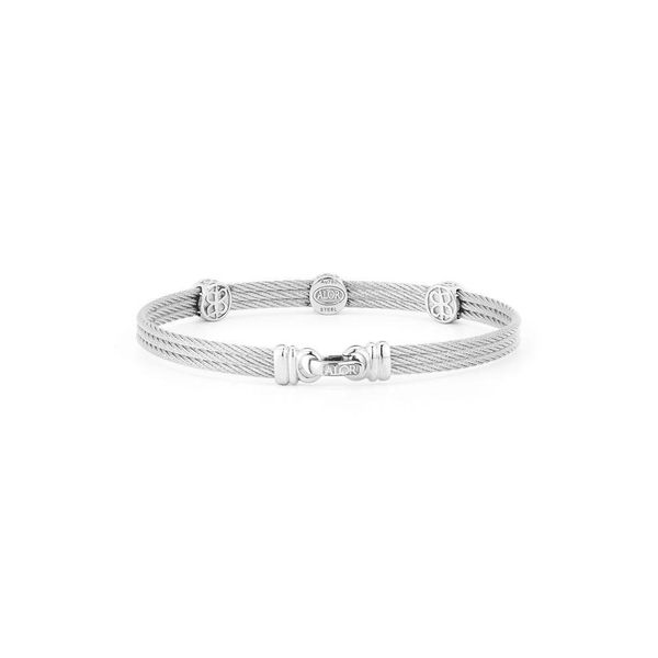 ALOR Classique Collection Grey Cable Bangle, 0.14cttw Image 2 SVS Fine Jewelry Oceanside, NY