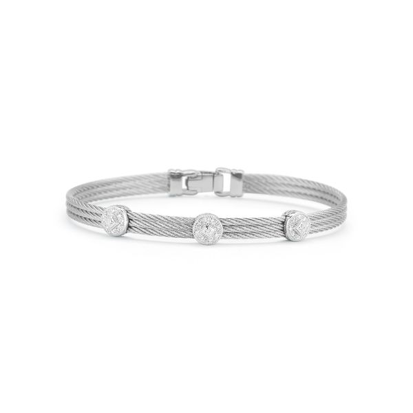 ALOR Classique Collection Grey Cable Bangle, 0.14cttw SVS Fine Jewelry Oceanside, NY