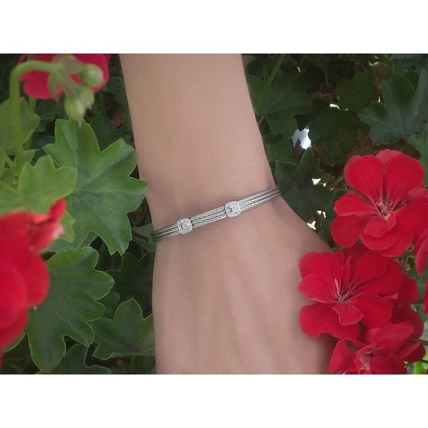 ALOR Classique Collection Grey Cable Bangle, 0.09cttw Image 3 SVS Fine Jewelry Oceanside, NY