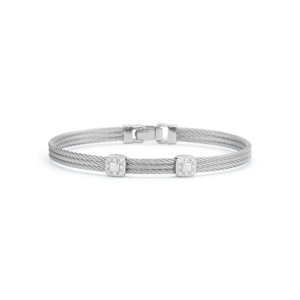 ALOR Classique Collection Grey Cable Bangle, 0.09cttw SVS Fine Jewelry Oceanside, NY