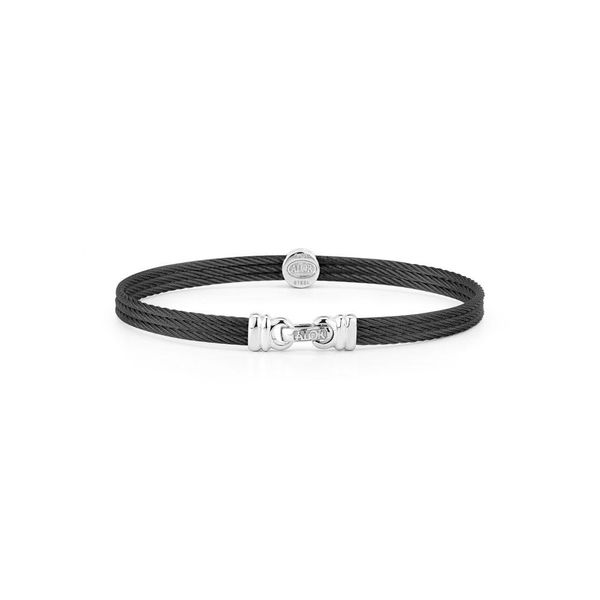 ALOR Noir Collection Black Cable Bangle, 0.05cttw Image 2 SVS Fine Jewelry Oceanside, NY
