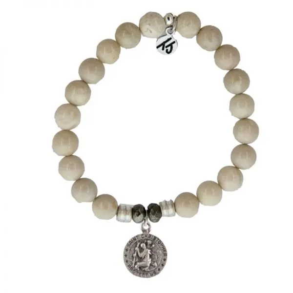 T. Jazelle- Riverstone Bracelet with Silver St. Christopher SVS Fine Jewelry Oceanside, NY