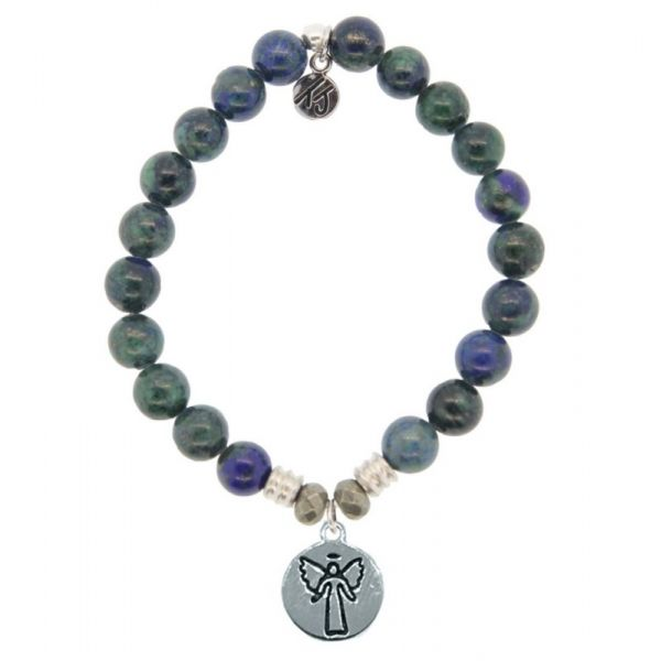 T. Jazelle- Chrysocolla bracelet with Silver Guardian Angel. SVS Fine Jewelry Oceanside, NY