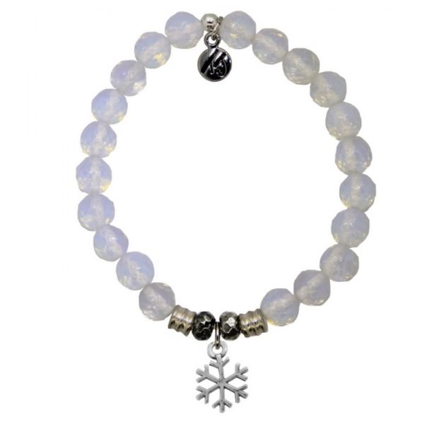 T. Jazelle- White Opal Bracelet with Silver Snowflake SVS Fine Jewelry Oceanside, NY