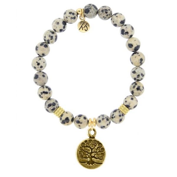 T. Jazelle- Dalmatian Jasper bracelet with Gold Tree of Life SVS Fine Jewelry Oceanside, NY