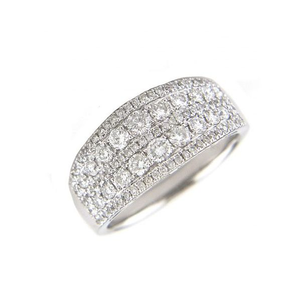 14k White Gold and Diamond 5-Row Wide Band Fashion Ring 0.94Cttw SVS Fine Jewelry Oceanside, NY