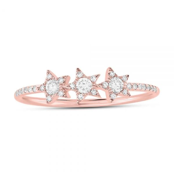 14K Rose Gold and Diamond Star Ring Image 2 SVS Fine Jewelry Oceanside, NY