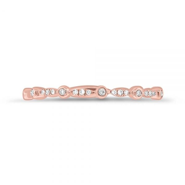 14K Rose Gold and Diamond Pave Band Image 2 SVS Fine Jewelry Oceanside, NY