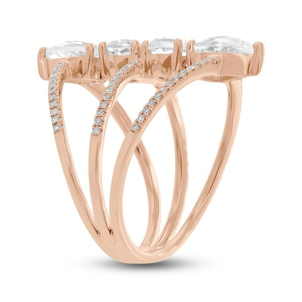 Rose Gold, White Topaz, & Diamond Fashion Ring Image 2 SVS Fine Jewelry Oceanside, NY