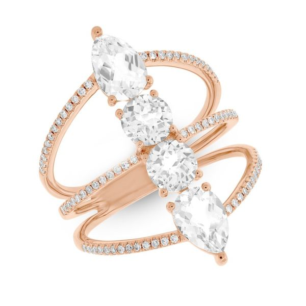 Rose Gold, White Topaz, & Diamond Fashion Ring SVS Fine Jewelry Oceanside, NY