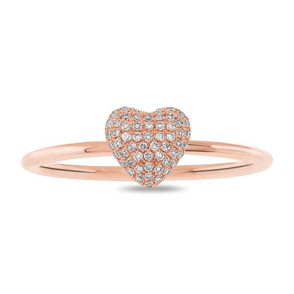 14K Rose Gold and Diamond Heart Ring Image 2 SVS Fine Jewelry Oceanside, NY