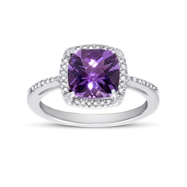14k White Gold, Diamond and Amethyst Birthstone Ring - February 0.90Cttw SVS Fine Jewelry Oceanside, NY