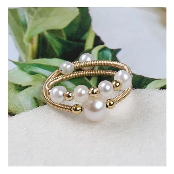 Metallic Coil And Cultured Freshwater Pearl Ring Image 2 SVS Fine Jewelry Oceanside, NY