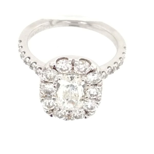 14K White Gold Cushion Cut Halo Diamond Engagement Ring SVS Fine Jewelry Oceanside, NY